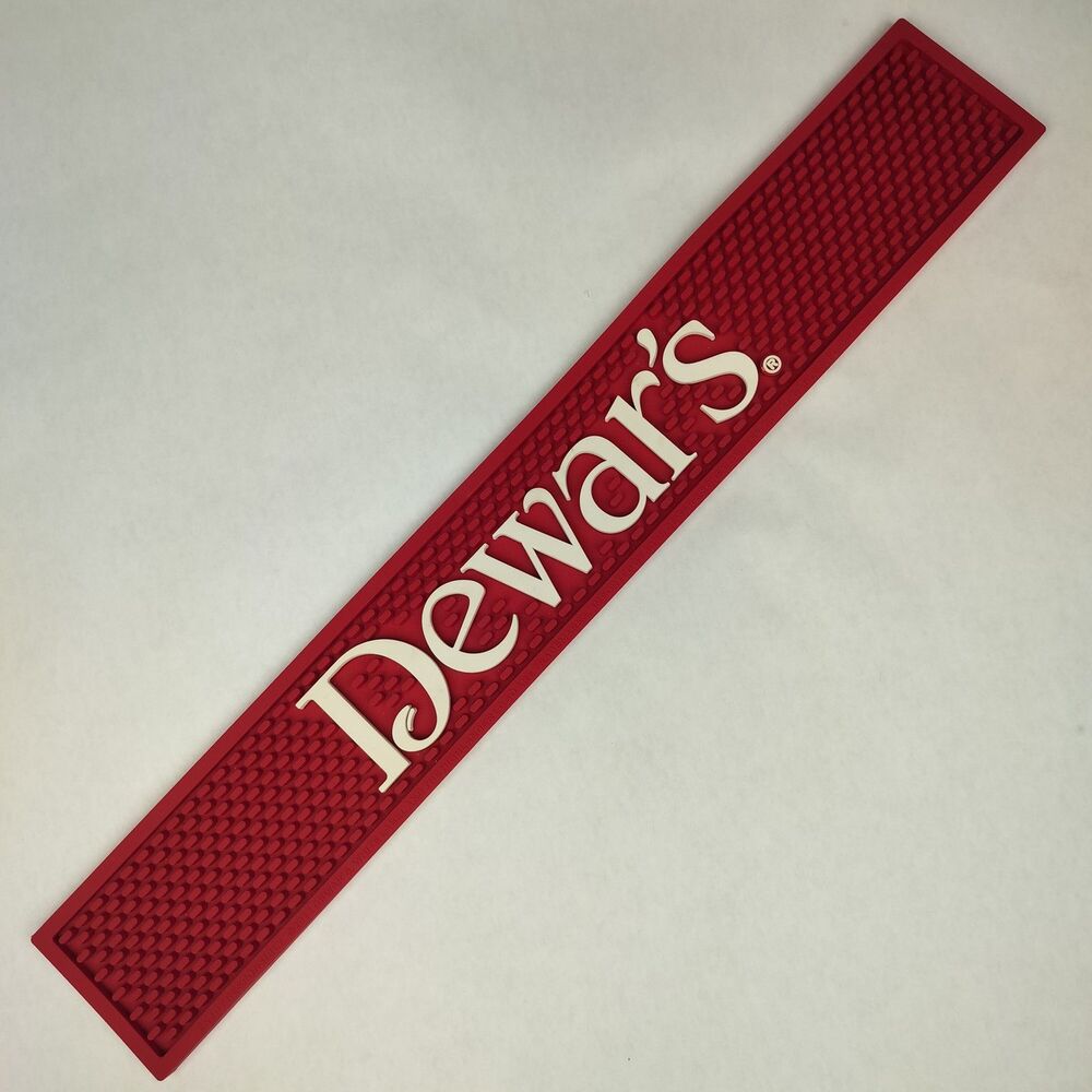 Dewar's Scotch Whisky Red Rubber Bar Mat Distillery Advertising Collectible